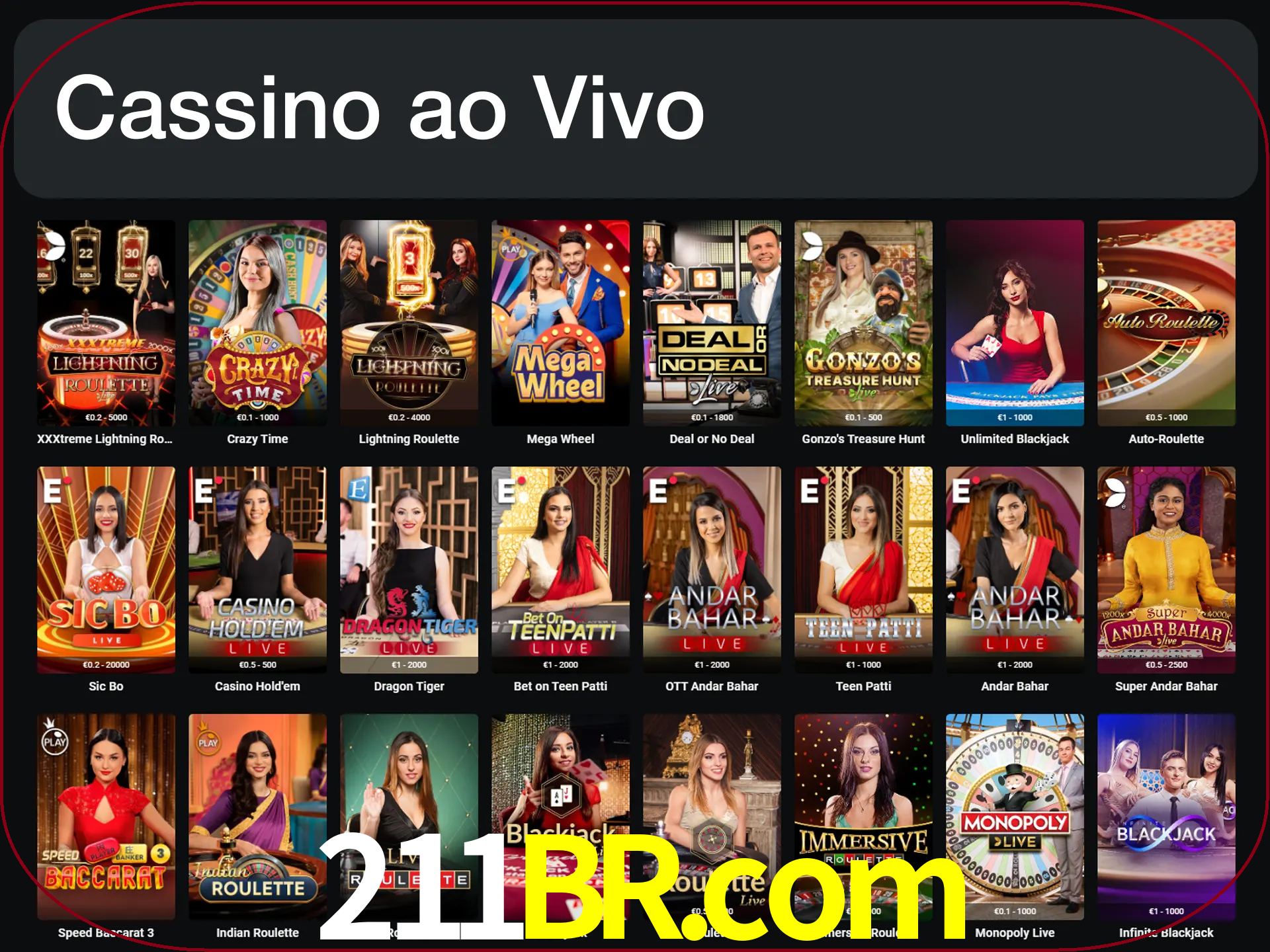 Jogue jogos de cassino com um verdadeiro dealer.